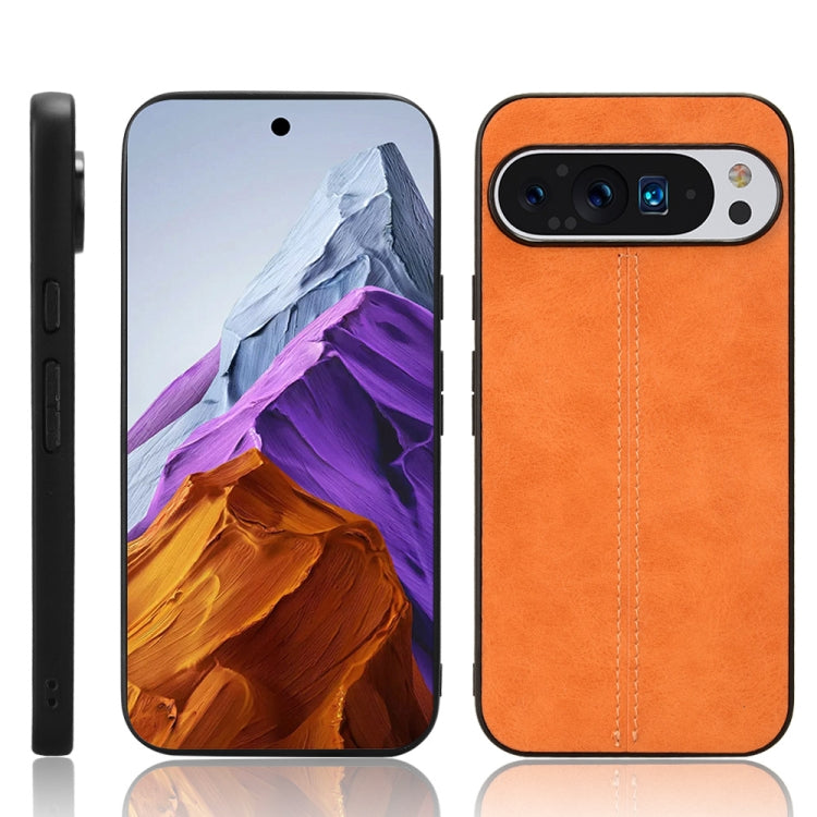 For Google Pixel 9 Sewing Cow Pattern Skin PC + PU + TPU Phone Case(Orange)