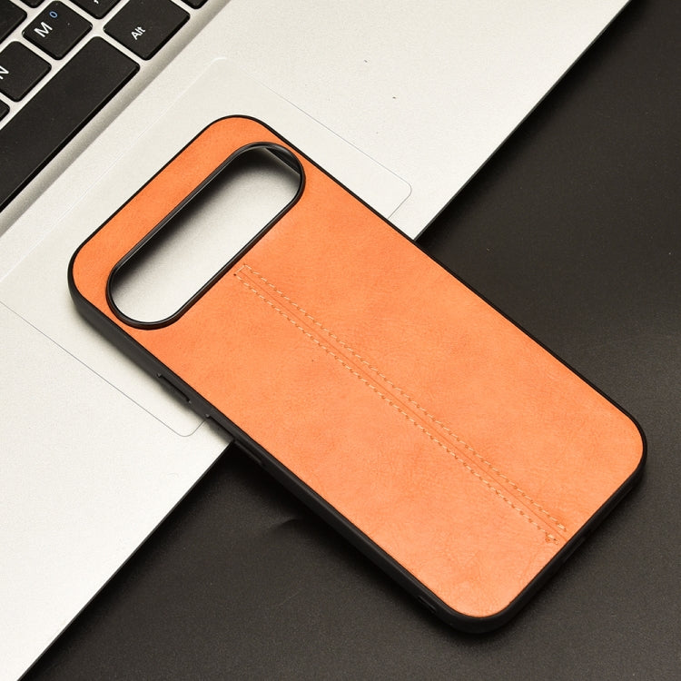 For Google Pixel 9 Sewing Cow Pattern Skin PC + PU + TPU Phone Case(Orange)