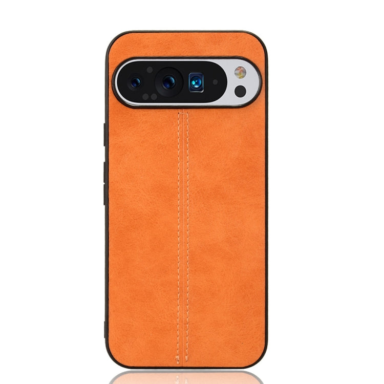 For Google Pixel 9 Sewing Cow Pattern Skin PC + PU + TPU Phone Case(Orange)