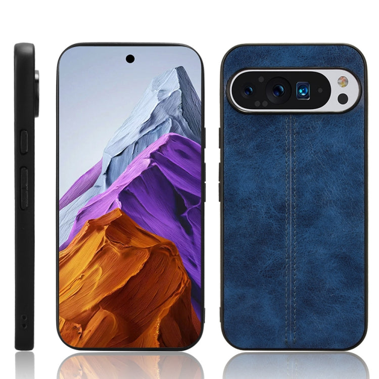 For Google Pixel 9 Sewing Cow Pattern Skin PC + PU + TPU Phone Case(Blue)