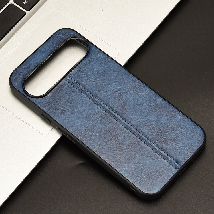 For Google Pixel 9 Sewing Cow Pattern Skin PC + PU + TPU Phone Case(Blue)