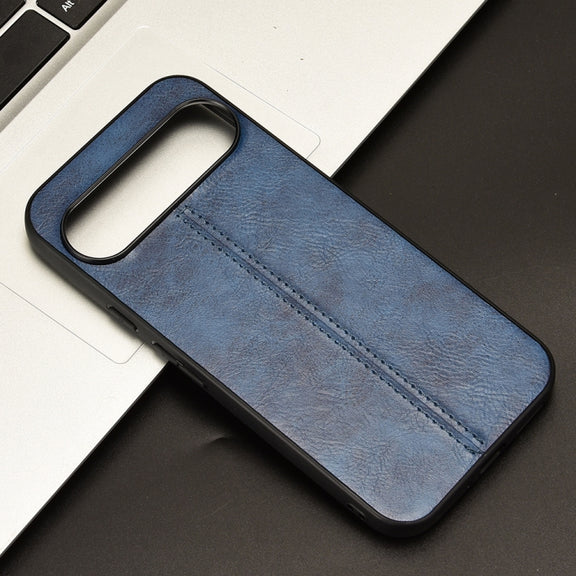 For Google Pixel 9 Sewing Cow Pattern Skin PC + PU + TPU Phone Case(Blue)