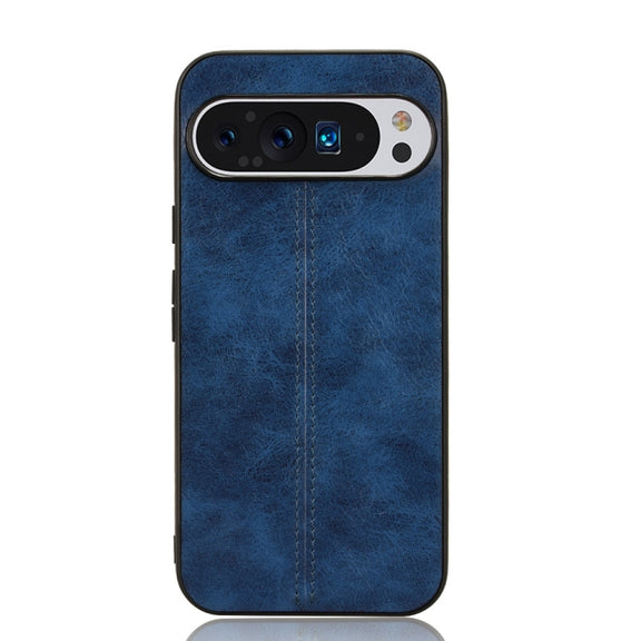 For Google Pixel 9 Sewing Cow Pattern Skin PC + PU + TPU Phone Case(Blue)