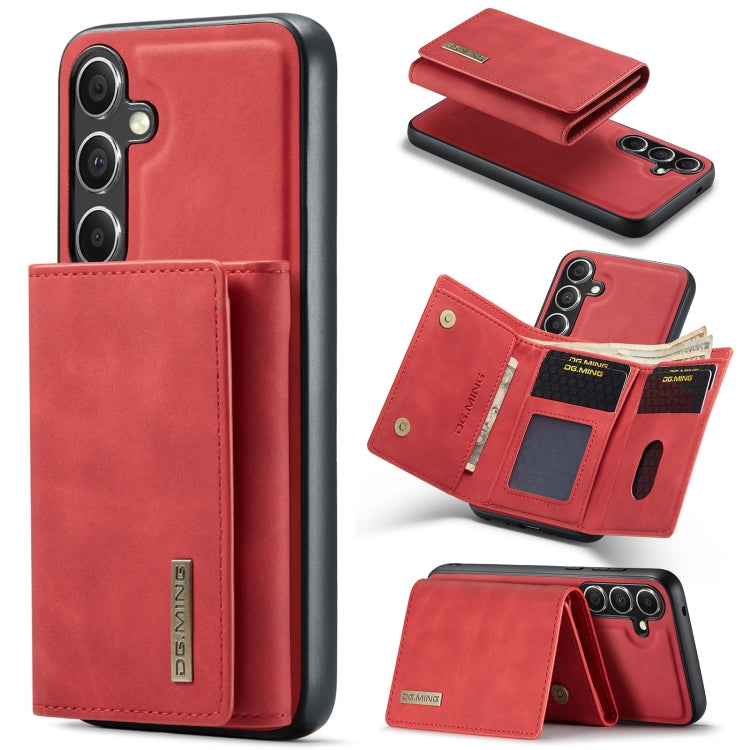 For Samsung Galaxy S24 5G DG.MING M1 Series 3-Fold Multi Card Wallet + Magnetic Phone Case(Red)