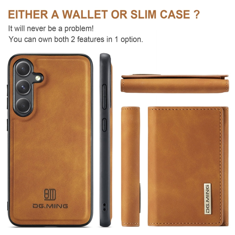 For Samsung Galaxy S24 5G DG.MING M1 Series 3-Fold Multi Card Wallet + Magnetic Phone Case(Brown)
