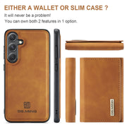 For Samsung Galaxy S24 5G DG.MING M1 Series 3-Fold Multi Card Wallet + Magnetic Phone Case(Brown)