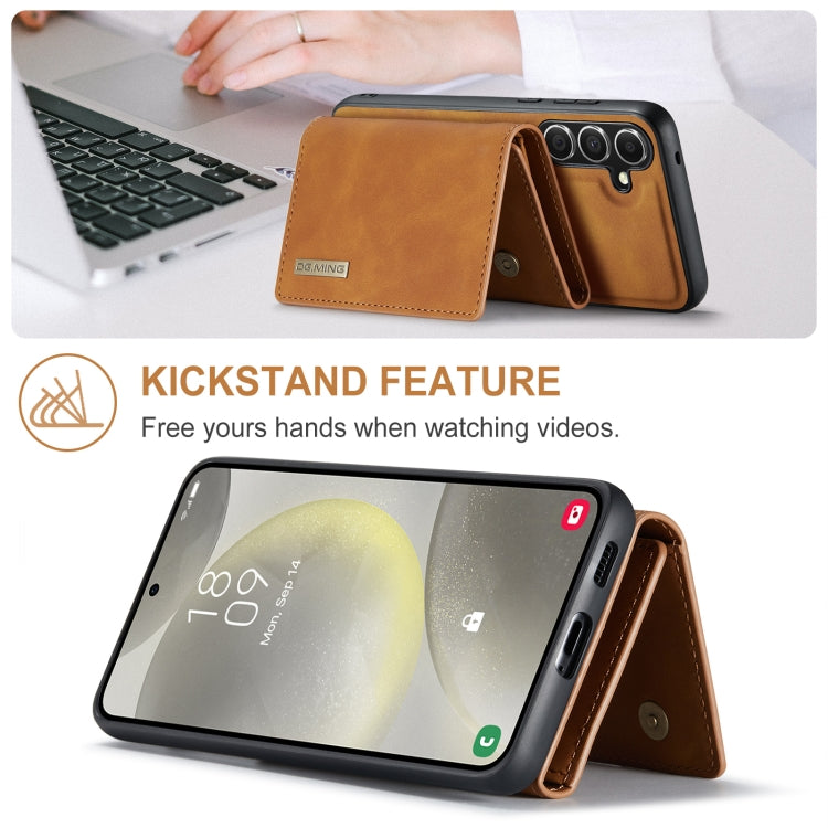 For Samsung Galaxy S24 5G DG.MING M1 Series 3-Fold Multi Card Wallet + Magnetic Phone Case(Brown)