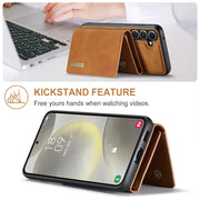 For Samsung Galaxy S24 5G DG.MING M1 Series 3-Fold Multi Card Wallet + Magnetic Phone Case(Brown)