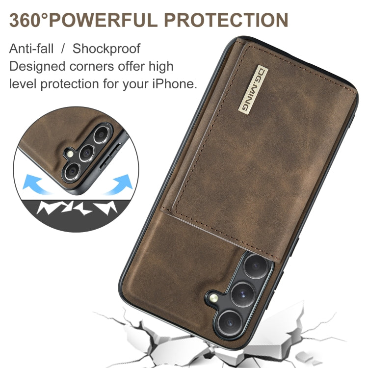 For Samsung Galaxy S24 5G DG.MING M1 Series 3-Fold Multi Card Wallet + Magnetic Phone Case(Coffee)