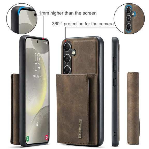For Samsung Galaxy S24 5G DG.MING M1 Series 3-Fold Multi Card Wallet + Magnetic Phone Case(Coffee)