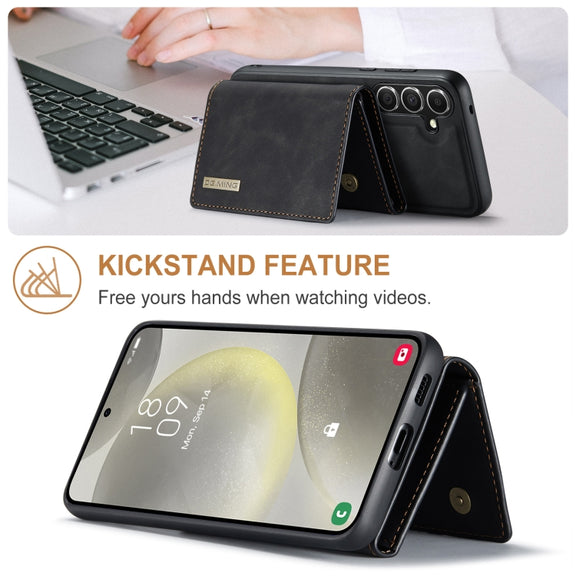 For Samsung Galaxy S24 5G DG.MING M1 Series 3-Fold Multi Card Wallet + Magnetic Phone Case(Black)