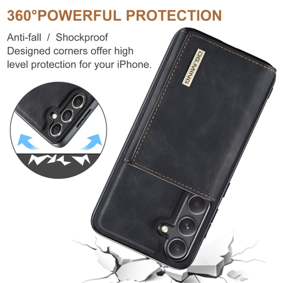 For Samsung Galaxy S24 5G DG.MING M1 Series 3-Fold Multi Card Wallet + Magnetic Phone Case(Black)