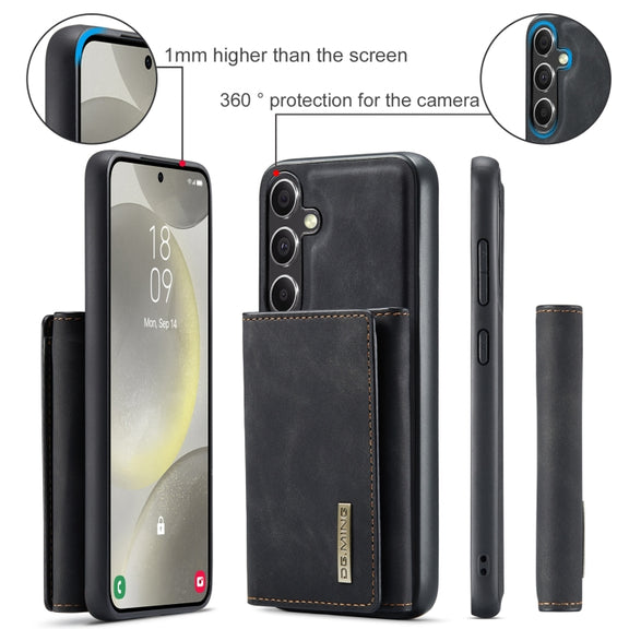 For Samsung Galaxy S24 5G DG.MING M1 Series 3-Fold Multi Card Wallet + Magnetic Phone Case(Black)