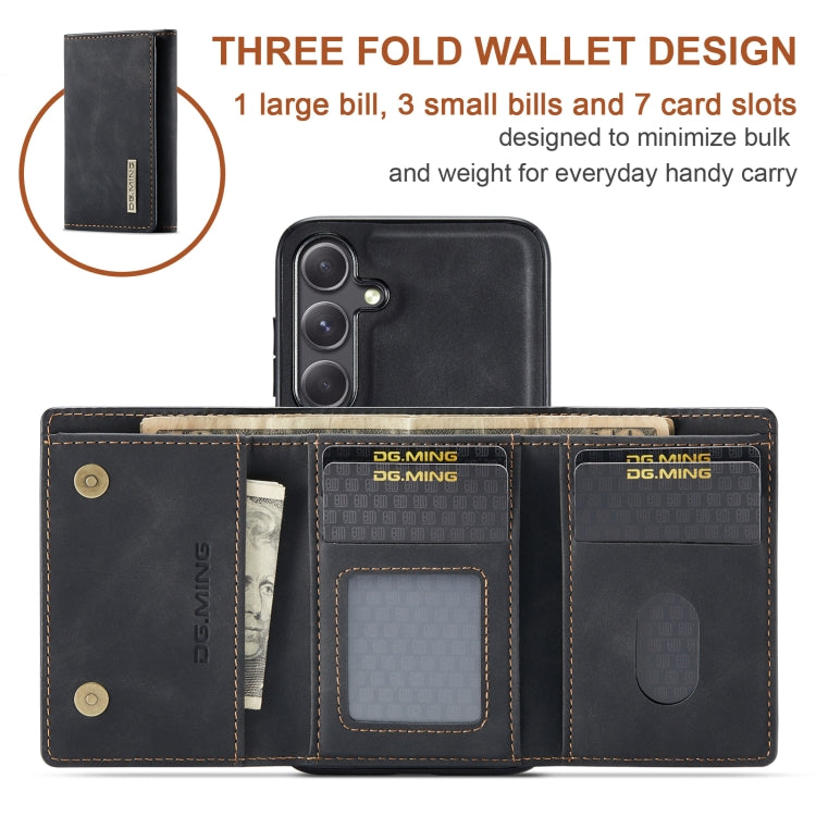 For Samsung Galaxy S24 5G DG.MING M1 Series 3-Fold Multi Card Wallet + Magnetic Phone Case(Black)