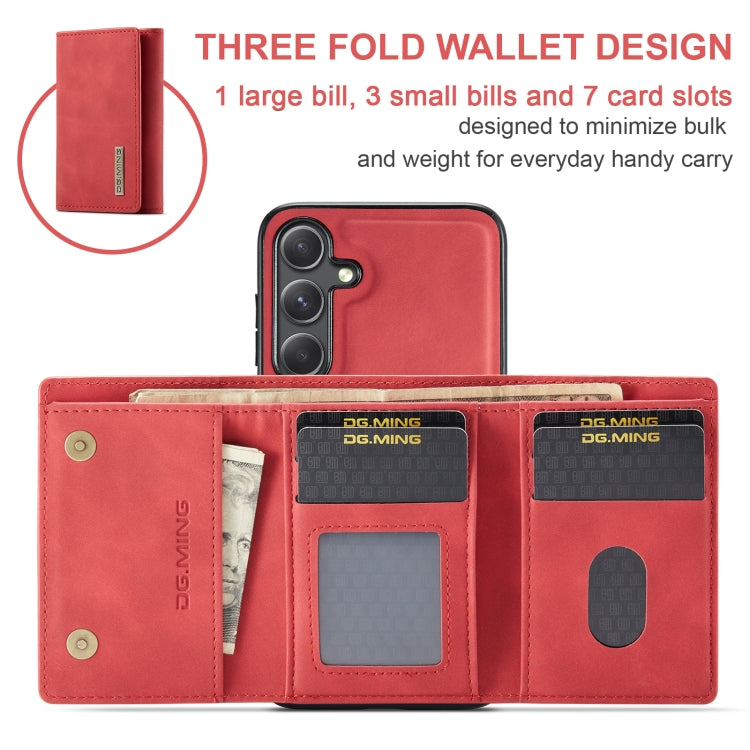 For Samsung Galaxy S24+ 5G DG.MING M1 Series 3-Fold Multi Card Wallet + Magnetic Phone Case(Red)