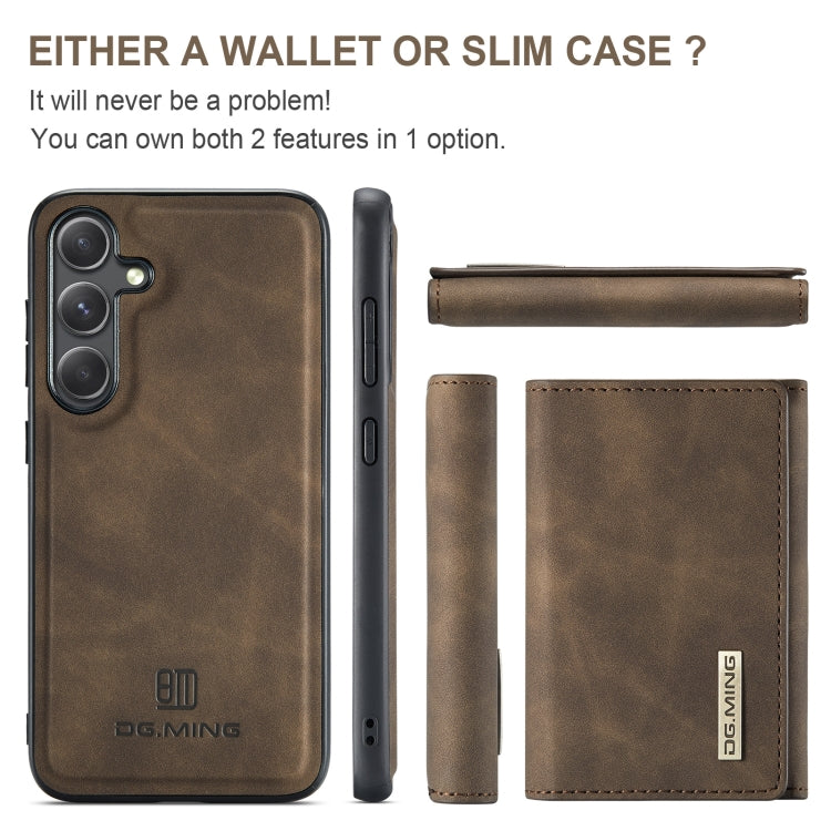 For Samsung Galaxy S24+ 5G DG.MING M1 Series 3-Fold Multi Card Wallet + Magnetic Phone Case(Coffee)
