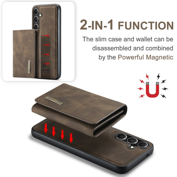 For Samsung Galaxy S24+ 5G DG.MING M1 Series 3-Fold Multi Card Wallet + Magnetic Phone Case(Coffee)