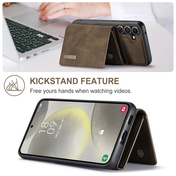 For Samsung Galaxy S24+ 5G DG.MING M1 Series 3-Fold Multi Card Wallet + Magnetic Phone Case(Coffee)