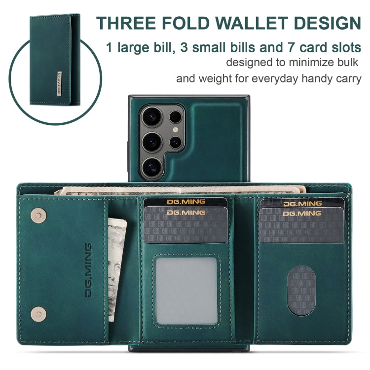 For Samsung Galaxy S24 Ultra 5G DG.MING M1 Series 3-Fold Multi Card Wallet + Magnetic Phone Case(Green)