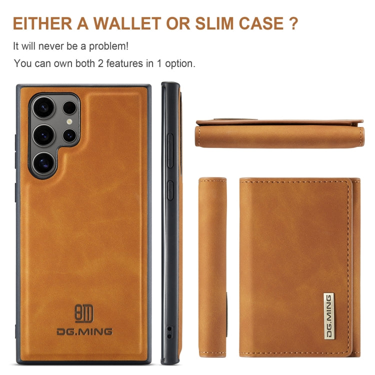 For Samsung Galaxy S24 Ultra 5G DG.MING M1 Series 3-Fold Multi Card Wallet + Magnetic Phone Case(Brown)