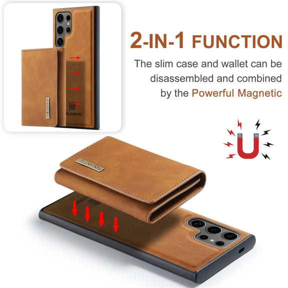 For Samsung Galaxy S24 Ultra 5G DG.MING M1 Series 3-Fold Multi Card Wallet + Magnetic Phone Case(Brown)