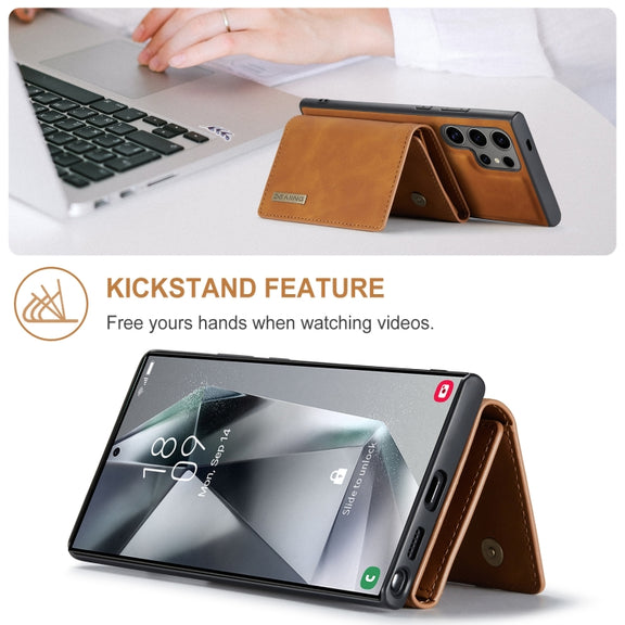 For Samsung Galaxy S24 Ultra 5G DG.MING M1 Series 3-Fold Multi Card Wallet + Magnetic Phone Case(Brown)