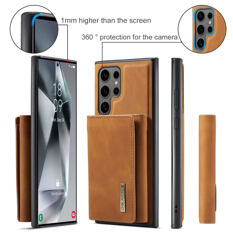 For Samsung Galaxy S24 Ultra 5G DG.MING M1 Series 3-Fold Multi Card Wallet + Magnetic Phone Case(Brown)