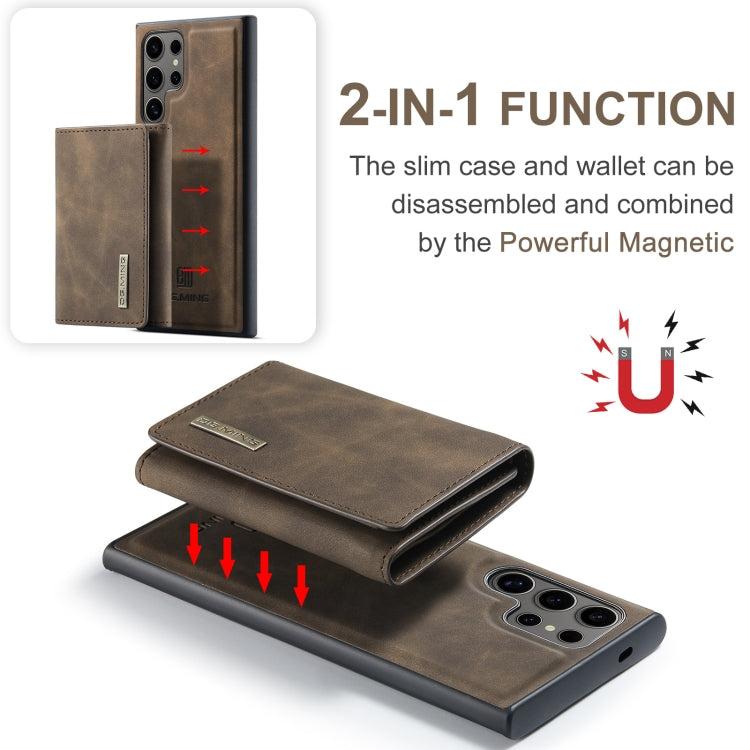 For Samsung Galaxy S24 Ultra 5G DG.MING M1 Series 3-Fold Multi Card Wallet + Magnetic Phone Case(Coffee)