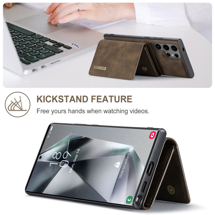 For Samsung Galaxy S24 Ultra 5G DG.MING M1 Series 3-Fold Multi Card Wallet + Magnetic Phone Case(Coffee)