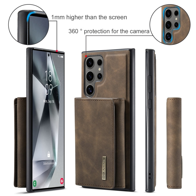 For Samsung Galaxy S24 Ultra 5G DG.MING M1 Series 3-Fold Multi Card Wallet + Magnetic Phone Case(Coffee)