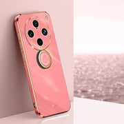 For vivo X100 Pro 5G XINLI Straight Edge 6D Electroplate TPU Phone Case with Ring Holder(Hawthorn Red)