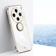 For vivo X100 Pro 5G XINLI Straight Edge 6D Electroplate TPU Phone Case with Ring Holder(White) - vivo Cases by XINLI | Online Shopping South Africa | PMC TechLife | Buy Now Pay Later Mobicred