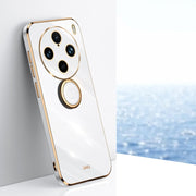 For vivo X100 Pro 5G XINLI Straight Edge 6D Electroplate TPU Phone Case with Ring Holder(White)