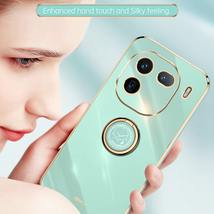For vivo iQOO 12 5G XINLI Straight Edge 6D Electroplate TPU Phone Case with Ring Holder(Black)