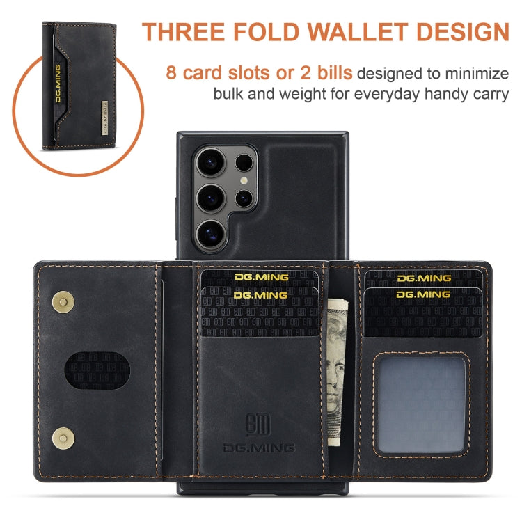 For Samsung Galaxy S24 Ultra 5G DG.MING M2 Series 3-Fold Multi Card Bag + Magnetic Phone Case(Black)