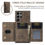 For Samsung Galaxy S24 Ultra 5G DG.MING M2 Series 3-Fold Multi Card Bag + Magnetic Phone Case(Coffee)