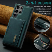 For Samsung Galaxy S24 Ultra 5G DG.MING M2 Series 3-Fold Multi Card Bag + Magnetic Phone Case(Green)