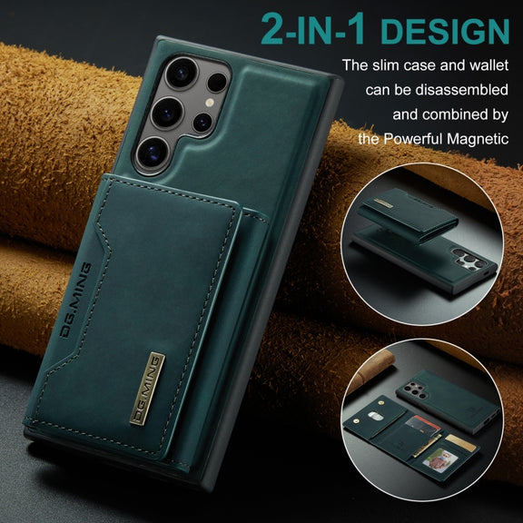 For Samsung Galaxy S24 Ultra 5G DG.MING M2 Series 3-Fold Multi Card Bag + Magnetic Phone Case(Green)