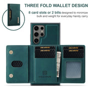 For Samsung Galaxy S24 Ultra 5G DG.MING M2 Series 3-Fold Multi Card Bag + Magnetic Phone Case(Green)
