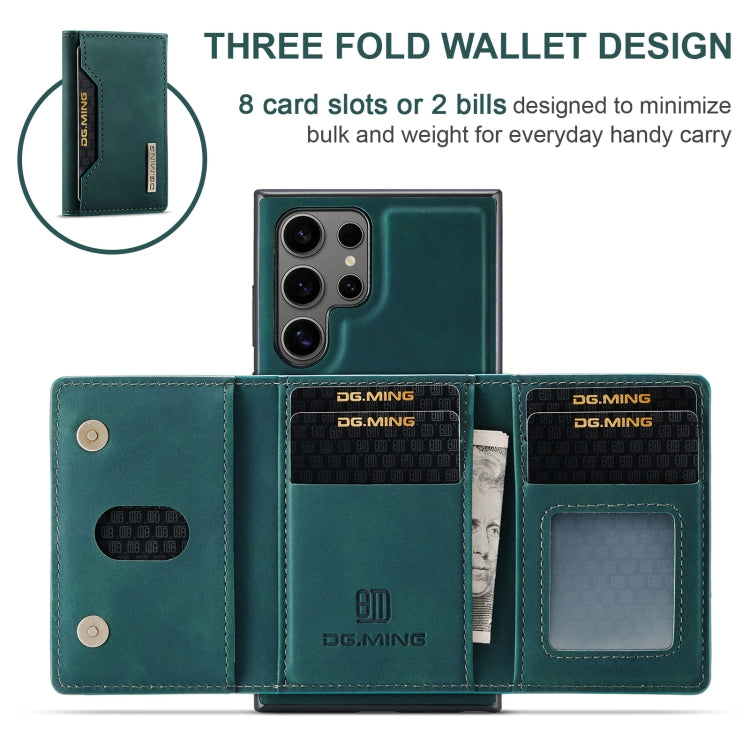 For Samsung Galaxy S24 Ultra 5G DG.MING M2 Series 3-Fold Multi Card Bag + Magnetic Phone Case(Green)