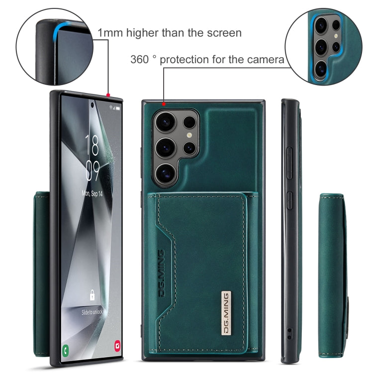 For Samsung Galaxy S24 Ultra 5G DG.MING M2 Series 3-Fold Multi Card Bag + Magnetic Phone Case(Green)