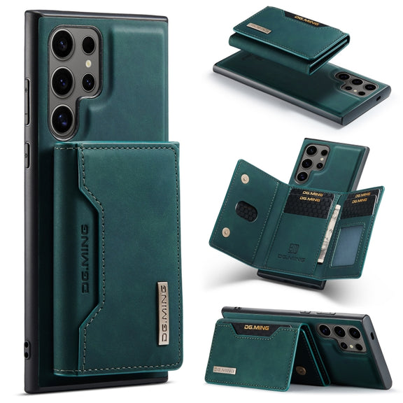 For Samsung Galaxy S24 Ultra 5G DG.MING M2 Series 3-Fold Multi Card Bag + Magnetic Phone Case(Green)