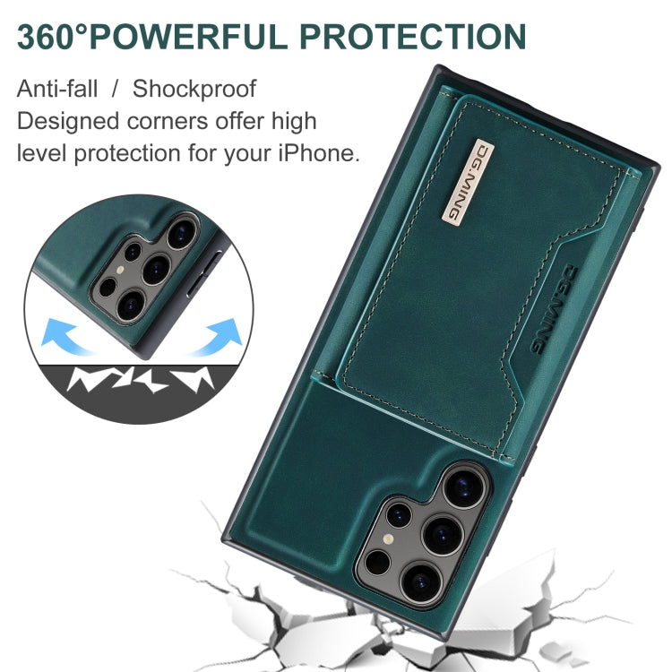For Samsung Galaxy S24 Ultra 5G DG.MING M2 Series 3-Fold Multi Card Bag + Magnetic Phone Case(Green)