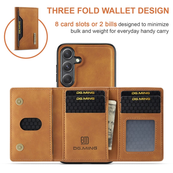For Samsung Galaxy S24+ 5G DG.MING M2 Series 3-Fold Multi Card Bag + Magnetic Phone Case(Brown)
