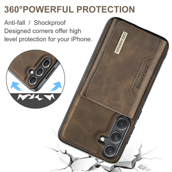 For Samsung Galaxy S24+ 5G DG.MING M2 Series 3-Fold Multi Card Bag + Magnetic Phone Case(Coffee)