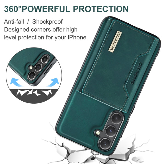 For Samsung Galaxy S24+ 5G DG.MING M2 Series 3-Fold Multi Card Bag + Magnetic Phone Case(Green)