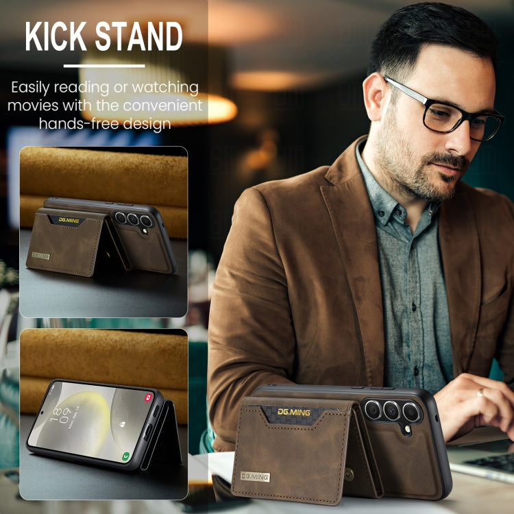 For Samsung Galaxy S24 5G DG.MING M2 Series 3-Fold Multi Card Bag + Magnetic Phone Case(Coffee)