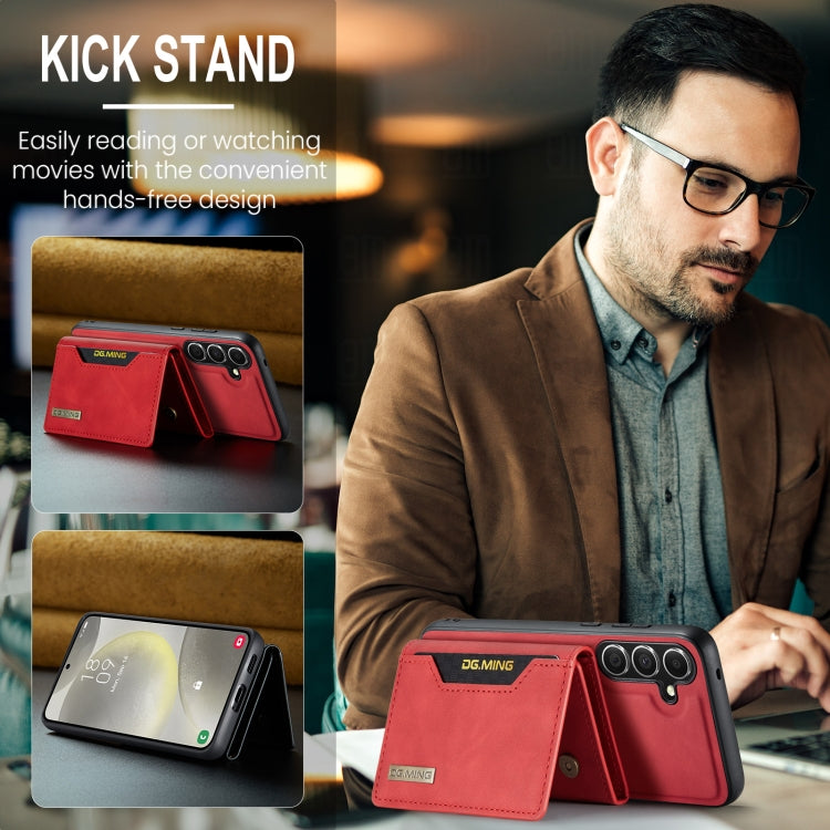 For Samsung Galaxy S24 5G DG.MING M2 Series 3-Fold Multi Card Bag + Magnetic Phone Case(Red)