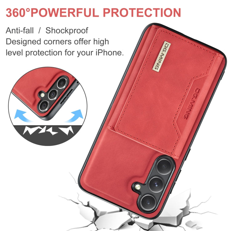 For Samsung Galaxy S24 5G DG.MING M2 Series 3-Fold Multi Card Bag + Magnetic Phone Case(Red)