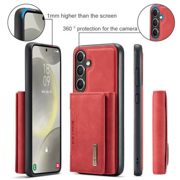 For Samsung Galaxy S24 5G DG.MING M2 Series 3-Fold Multi Card Bag + Magnetic Phone Case(Red)